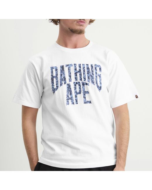 A Bathing Ape White Wild Leopard Nyc Logo T-Shirt for men