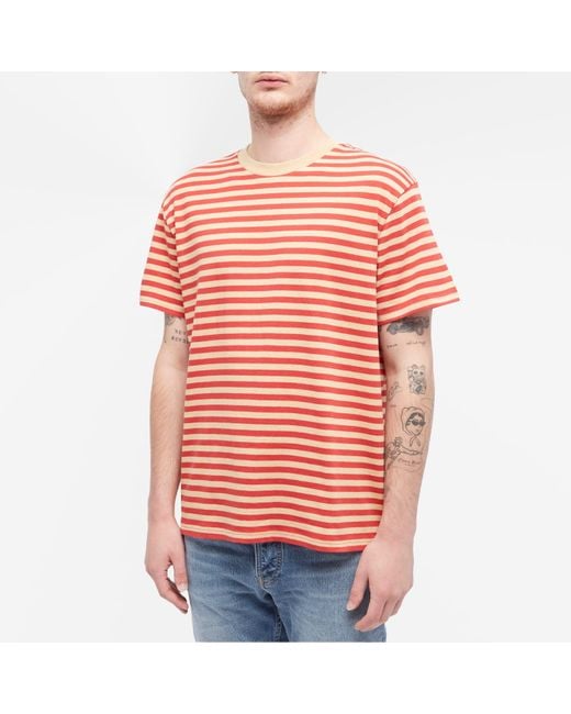 Nudie Jeans Red Nudie Leffe Breton Stripe T-Shirt for men