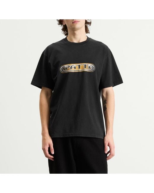 PATTA Black Gilded Acid Washed T-Shirt for men