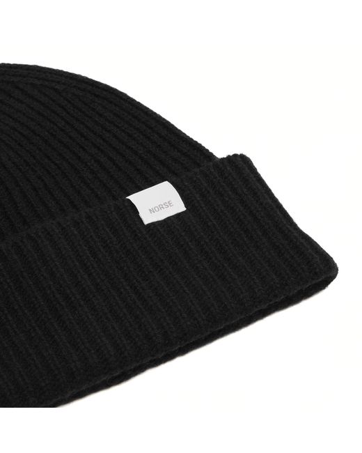 Norse Projects Black Standard Lambswool Beanie for men