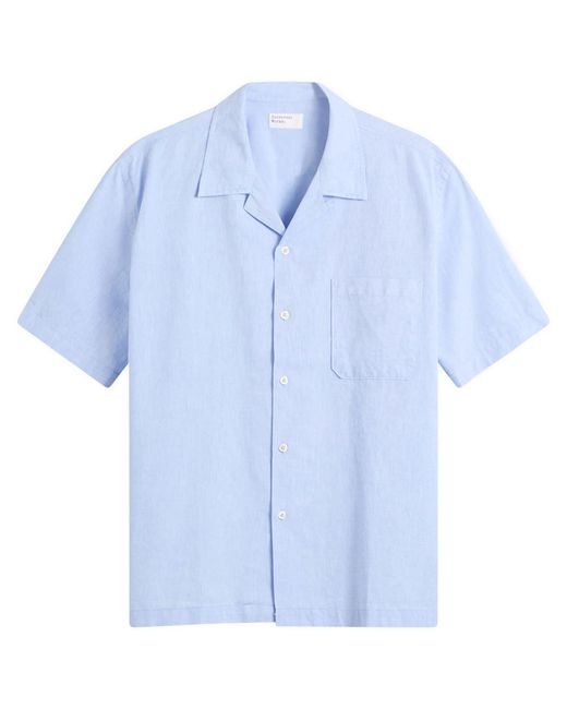 Universal Works Blue Sido Linen Mix Road Shirt for men