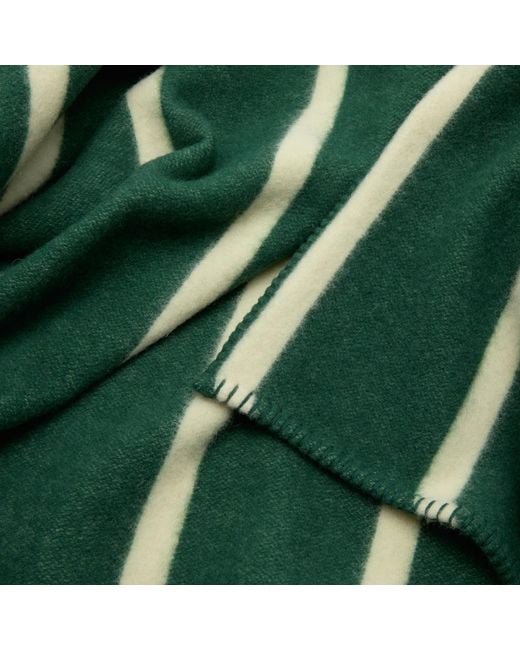 Tekla Green Striped Lambswool Blanket