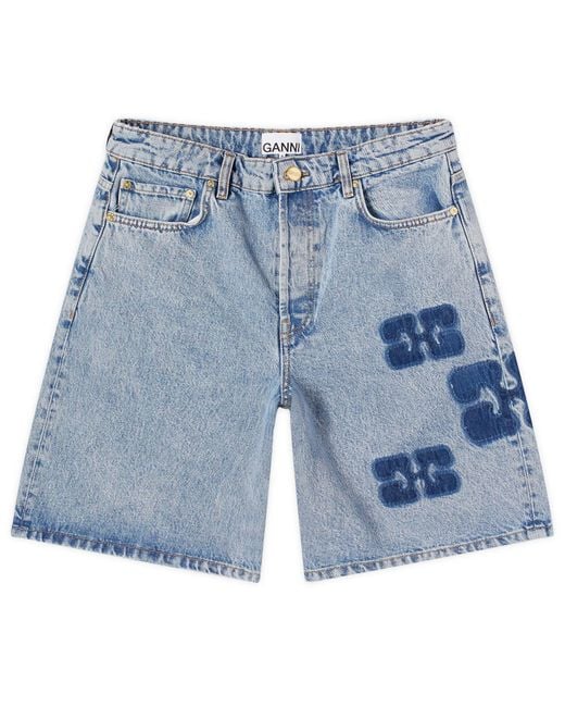 Ganni Blue Patch Denim Shorts
