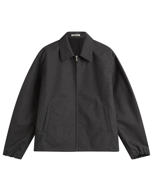 Auralee Black Bonded Tropical Wool Zip Blouson for men