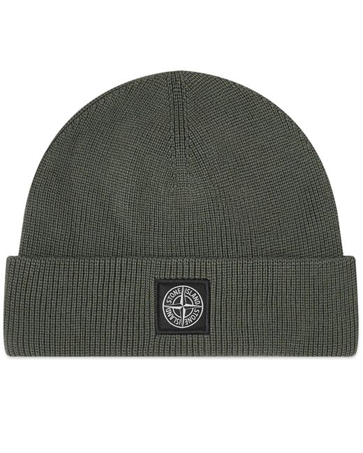 Stone Island Green Knitted Patch Beanie for men