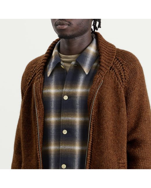 Folk Brown Curve Cardigan for men