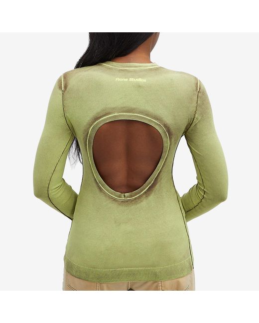 Acne Green Fitted Logo Knit Top