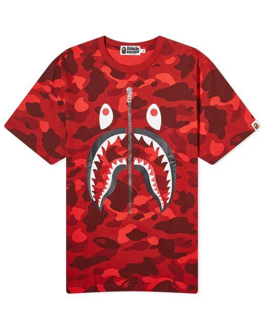 A Bathing Ape Red Color Camo Shark T-Shirt for men