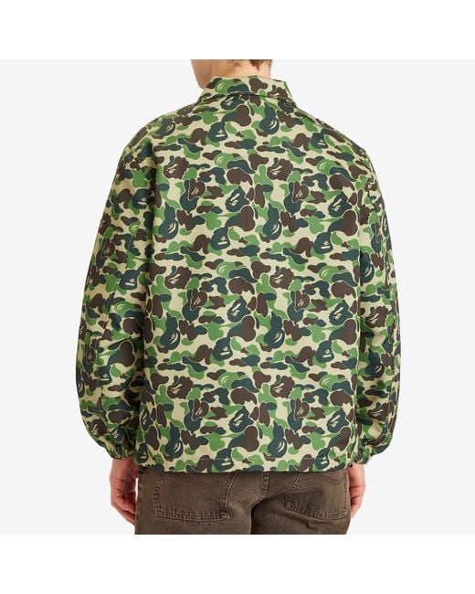 A Bathing Ape Green Abc Camo Nyc Logo Coach Jacket for men