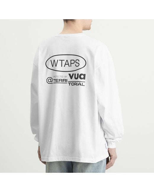 (w)taps White Protected By Long Sleeve T-Shirt for men