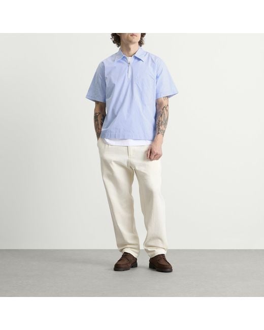 Universal Works Blue Nipon Stripe Ewan Shirt for men