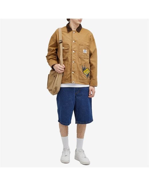 A Bathing Ape Brown Washed Duck Coverall Jacket for men