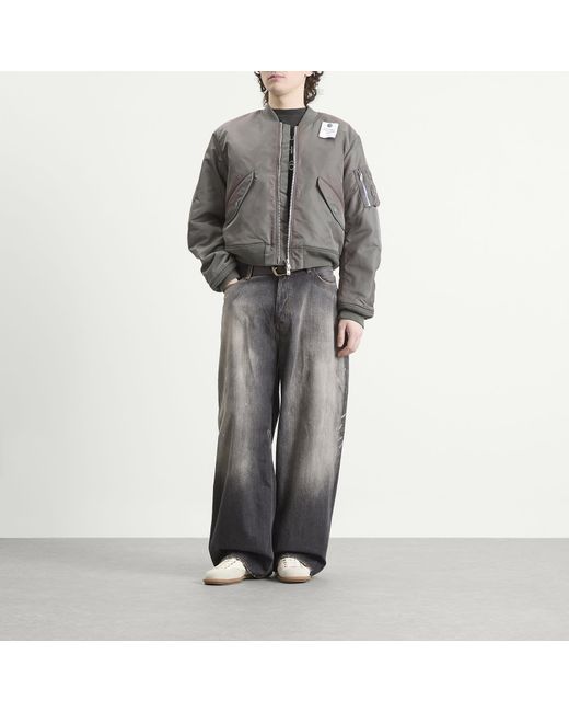 Acne Gray Nylon Bomber Jacket for men