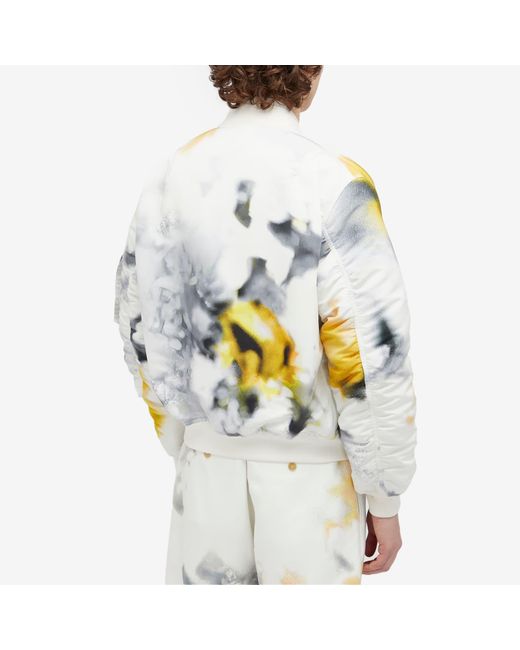 Alexander McQueen Metallic Obscured Flower Printed Bomber Jacket for men