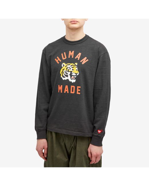 Human Made Gray Tiger Long Sleeve T-Shirt for men