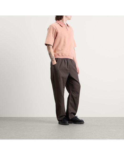 BOUND Pink Snow Wash Jersey Half Zip Polo for men