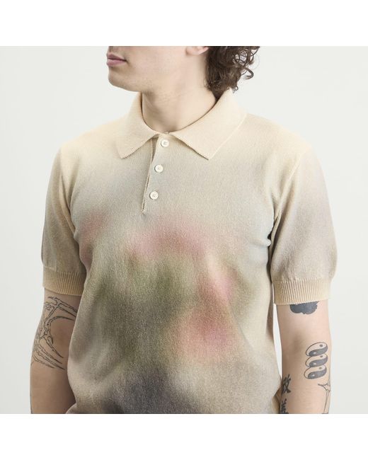 Maison Margiela Natural Knitted Cotton Polo Shirt for men