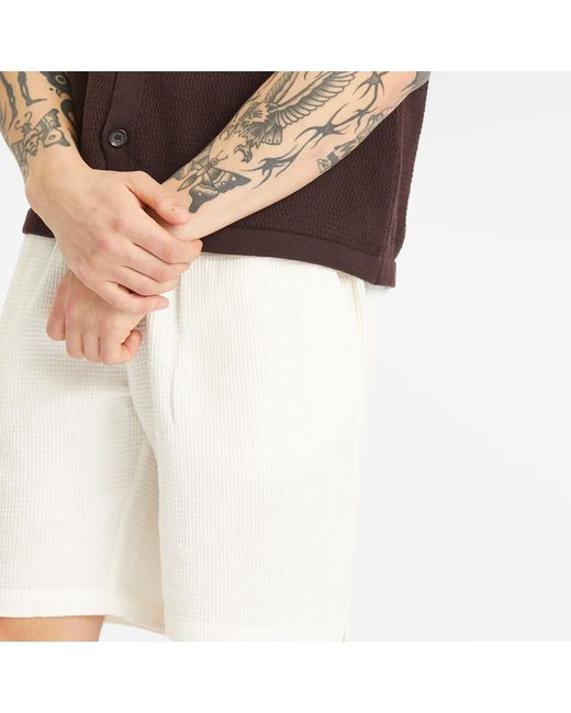 Universal Works White Nippon Waffle Simple Short for men