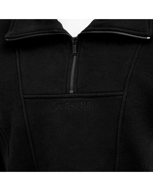 Saint Laurent Black Logo Half Zip Sweatshirt for men