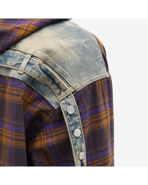 Acne Brown Saffia Washed Flannel Check Overshirt for men