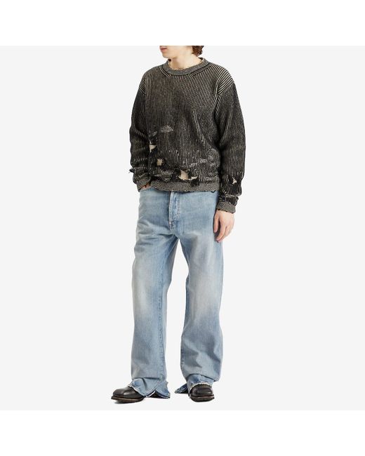 Maison Margiela Blue Wide Leg Distressed Denim Jeans for men