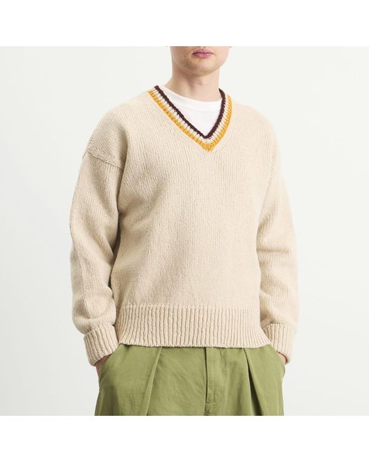 Visvim White College V-Neck Knit for men
