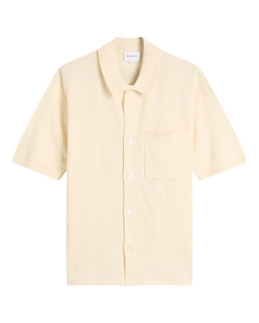 Norse Projects Natural Rollo Full Button Knit Polo for men