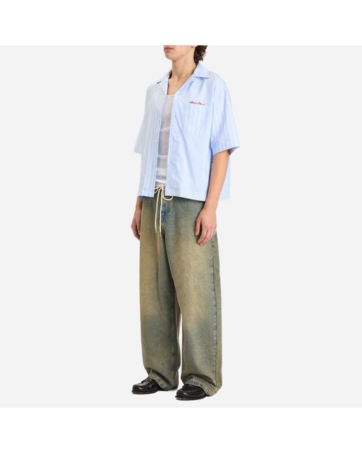 About Blank Blue Patchwork Vacation Shirt for men