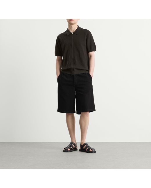 NN07 Black Gustav Full Zip Polo for men