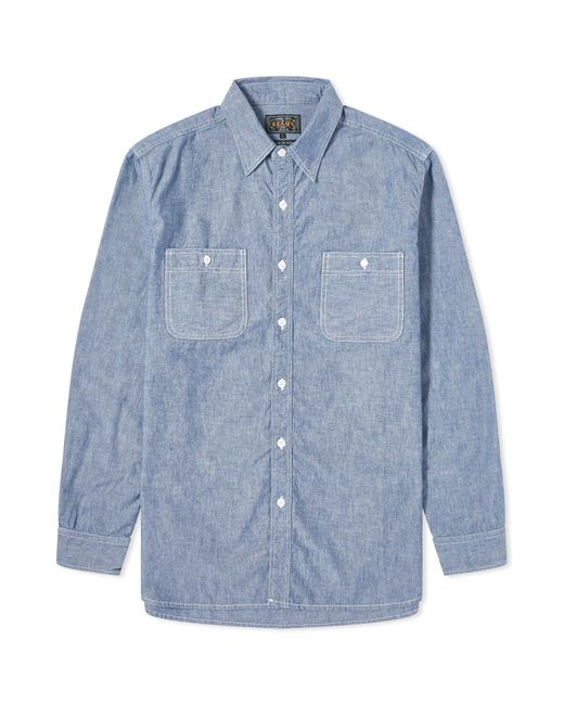 Beams Plus Blue Chambray Work Shirt for men