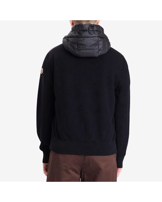 Moncler Black Hybrid Zip Through Hooded Jacket for men