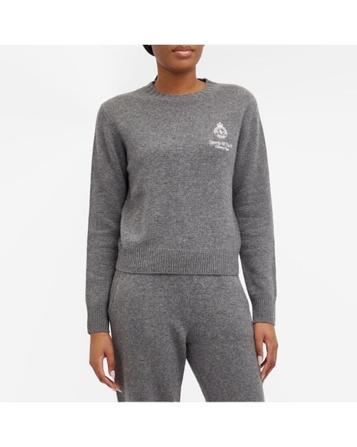 Sporty & Rich Gray Crown Cashmere Crew Jumper