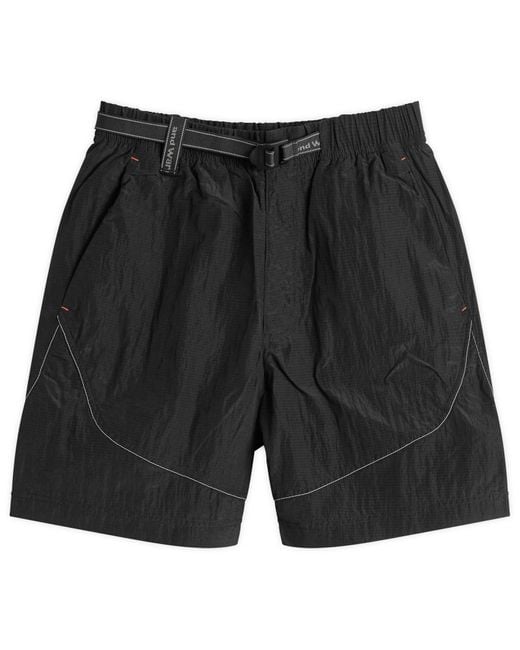 And Wander Black X Roa Ripstop Wind Shorts for men