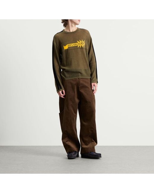 Brain Dead Green Long Sleeve Mesh Jumper for men