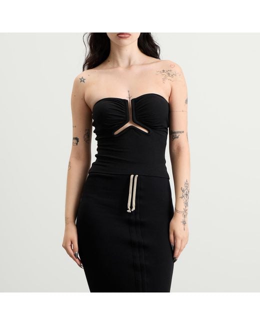 Rick Owens Black Alannah Cropped Bustier Top