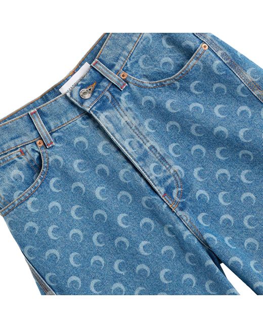 MARINE SERRE Blue Moon Laser Denim Bermudas