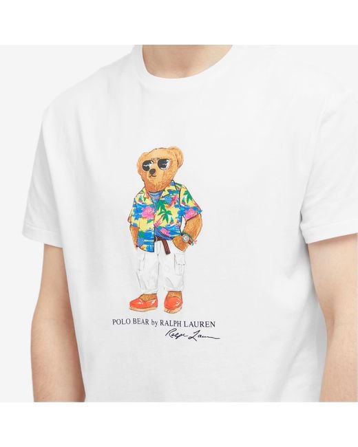 Polo Ralph Lauren White Beach Club Bear T-Shirt for men
