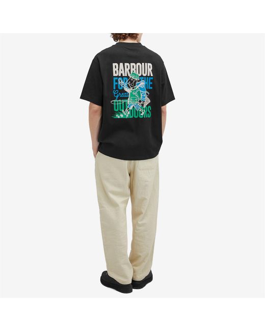 Barbour Black Heritage + Leonard Os Graphic T-Shirt for men