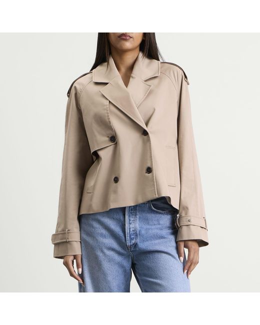 Anine Bing Natural Rickie Cropped Trench Coat