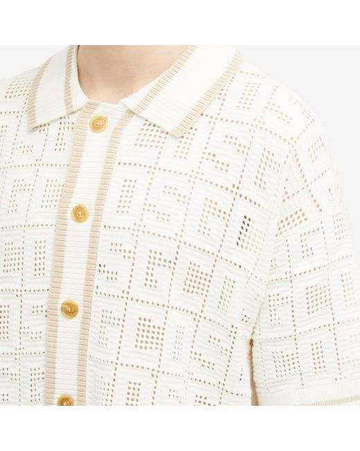Gcds White Short Sleeve Monogram Knit Shirt for men
