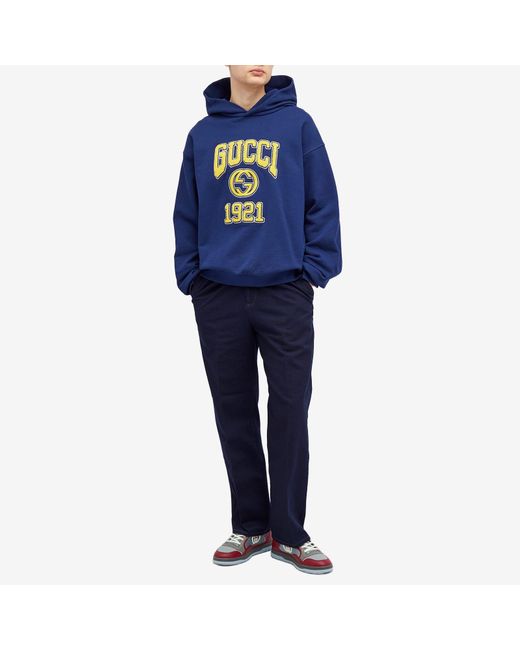 Gucci Blue College Logo Hoodie for men