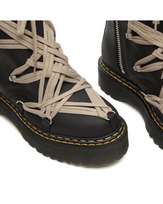 Rick Owens X Dr Martens 1460 Quad Sole Megalace Boot in Black for