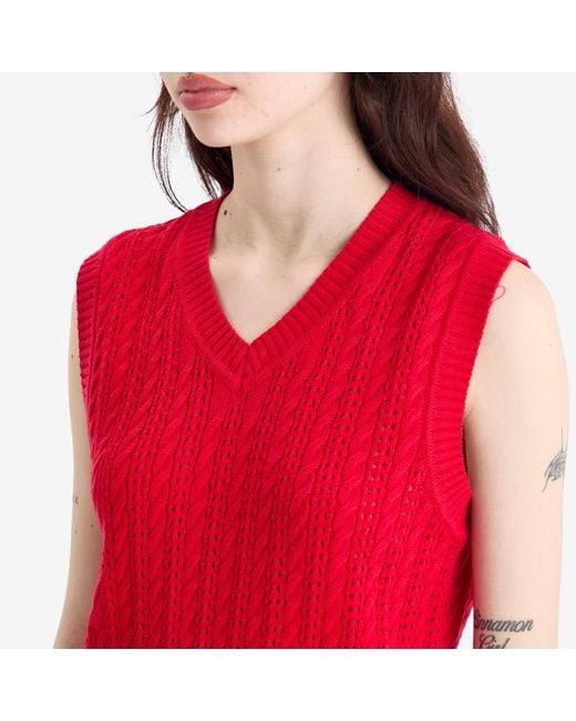 DUNST Red Crochet Knit Vest