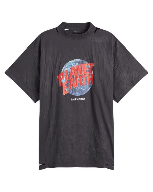 Balenciaga Black Planet Earth Oversized T-Shirt for men