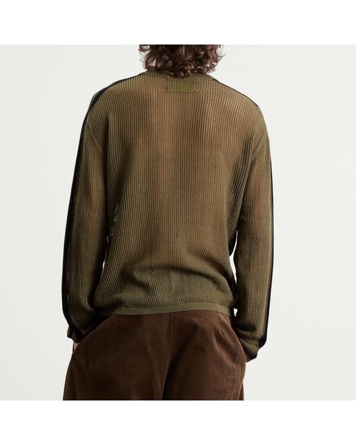 Brain Dead Green Long Sleeve Mesh Jumper for men