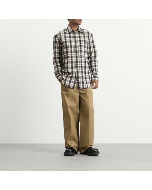 Balenciaga Black Regular Fit Check Flannel Shirt for men