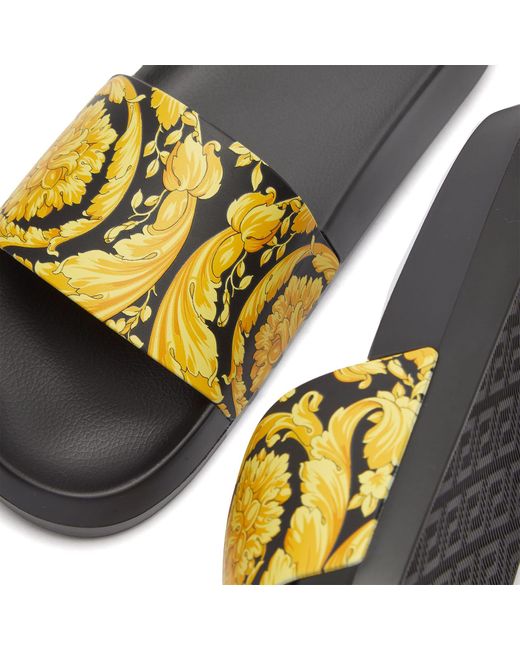 Versace Yellow Baroque Slides for men