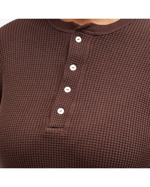 DONNI. Brown Thermal Henley Top