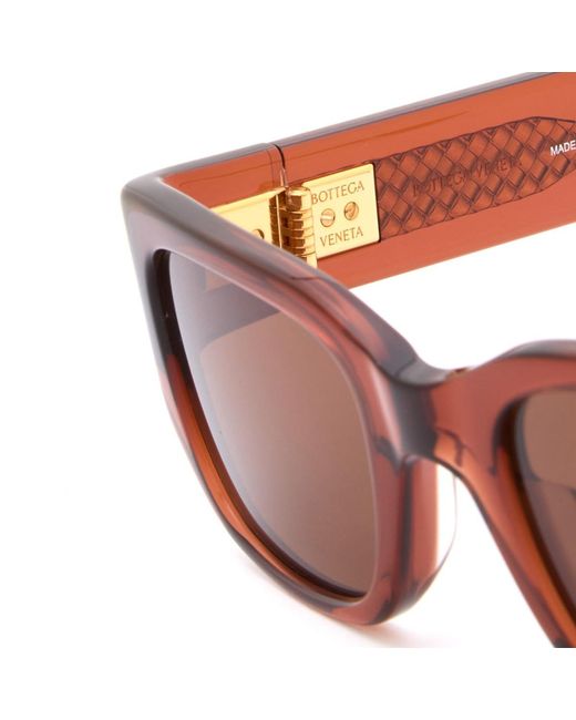 Bottega Veneta Brown Bottega Veneta Bv1400S Intrecciato Wirecore Sunglasses