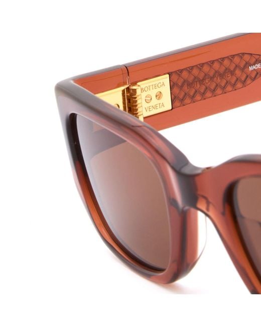 Bottega Veneta Brown Bottega Veneta Bv1400S Intrecciato Wirecore Sunglasses